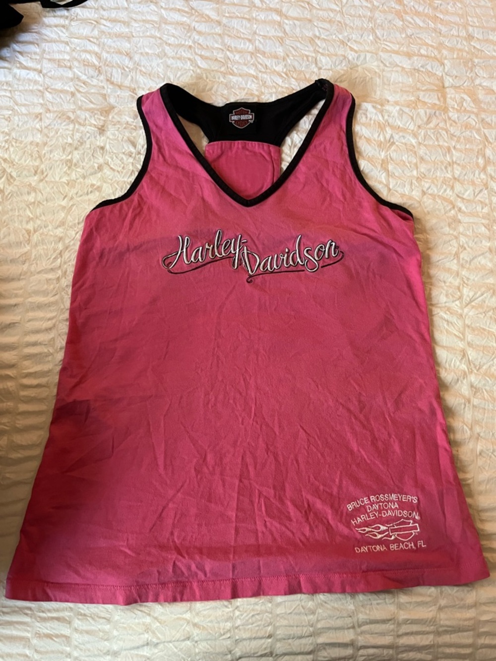 Harley-Davidson Hot Pink Tank with Black Trim and Script Logo